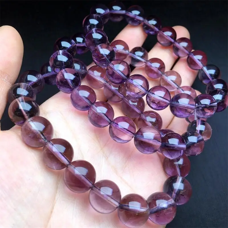 11MM Natural Amethyst Bracelet Handmade Women Healing Gemstone Crystal Strand Bangles Lovers Girlfriend