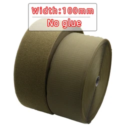 1 meters/paia Khaki 100mm marrone Non adesivo gancio e anello di fissaggio nastro cucito-sui ganci adesivo nastro magico fai da te/senza colla