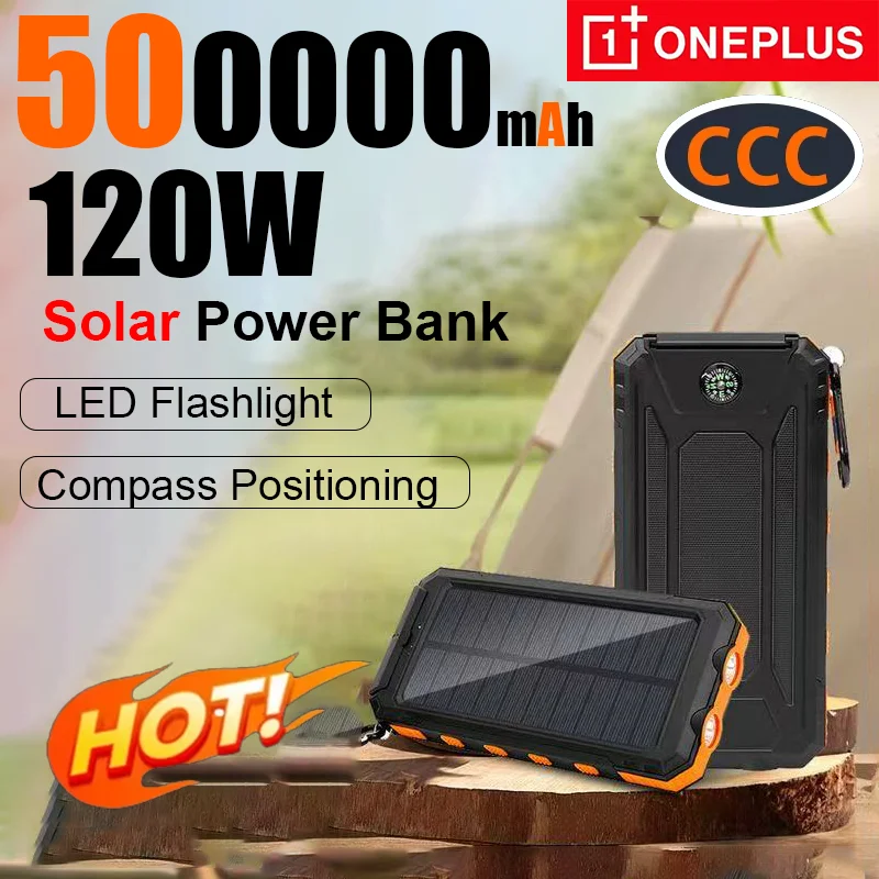 OnePlus 500000mah سعة كبيرة بنك الطاقة الشمسية CCC شهادة 120 واط شحن سريع للغاية مصباح ليد بطارية محمولة آيفون