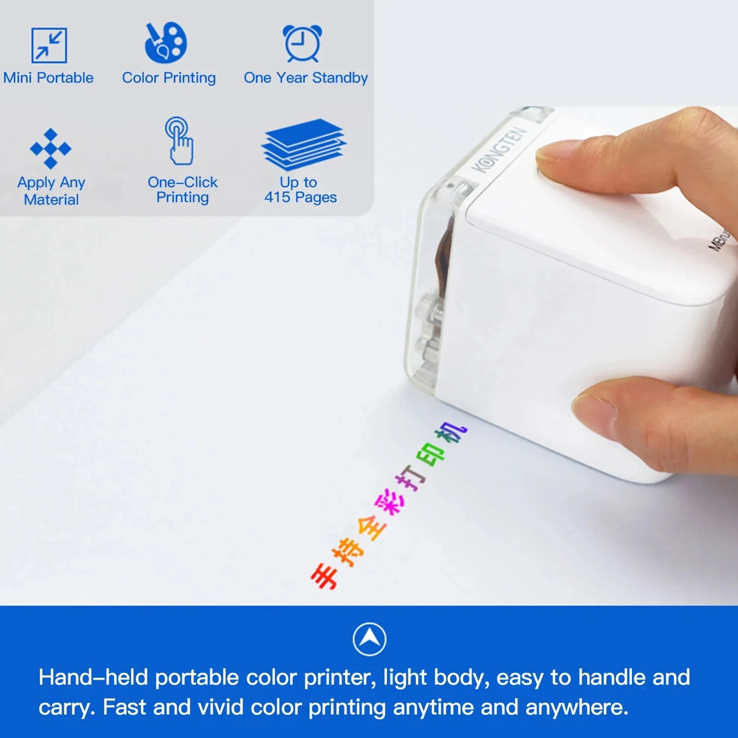 MBrush Mini Thermal Color Printer Handheld Portable Printer Bluetooth Logo/Food Printer Inkjet For Home with Ink Cartridge Print