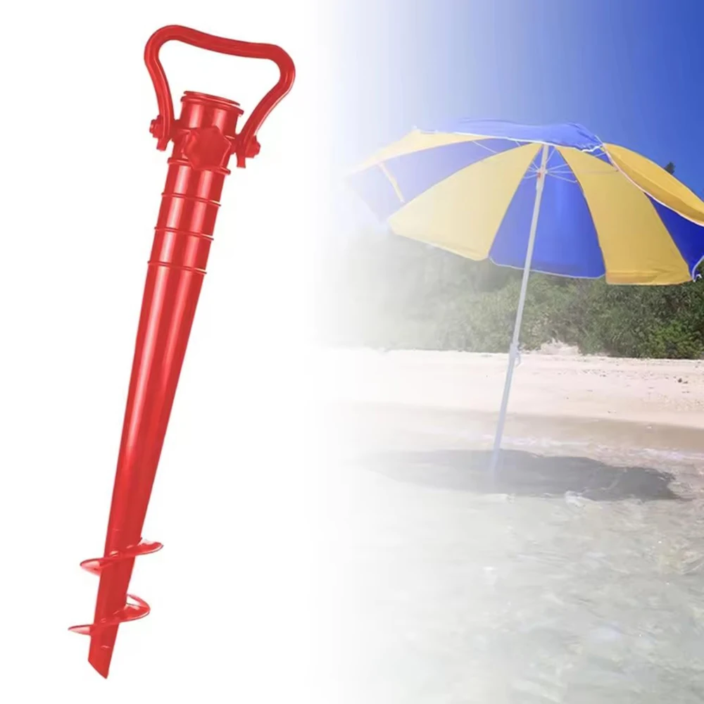 1pc Beach Umbrella Anchor Spiral Screws Red Outdoor Garden Sun Umbrella Stand Apply To Beach Grass And Terraces image 3