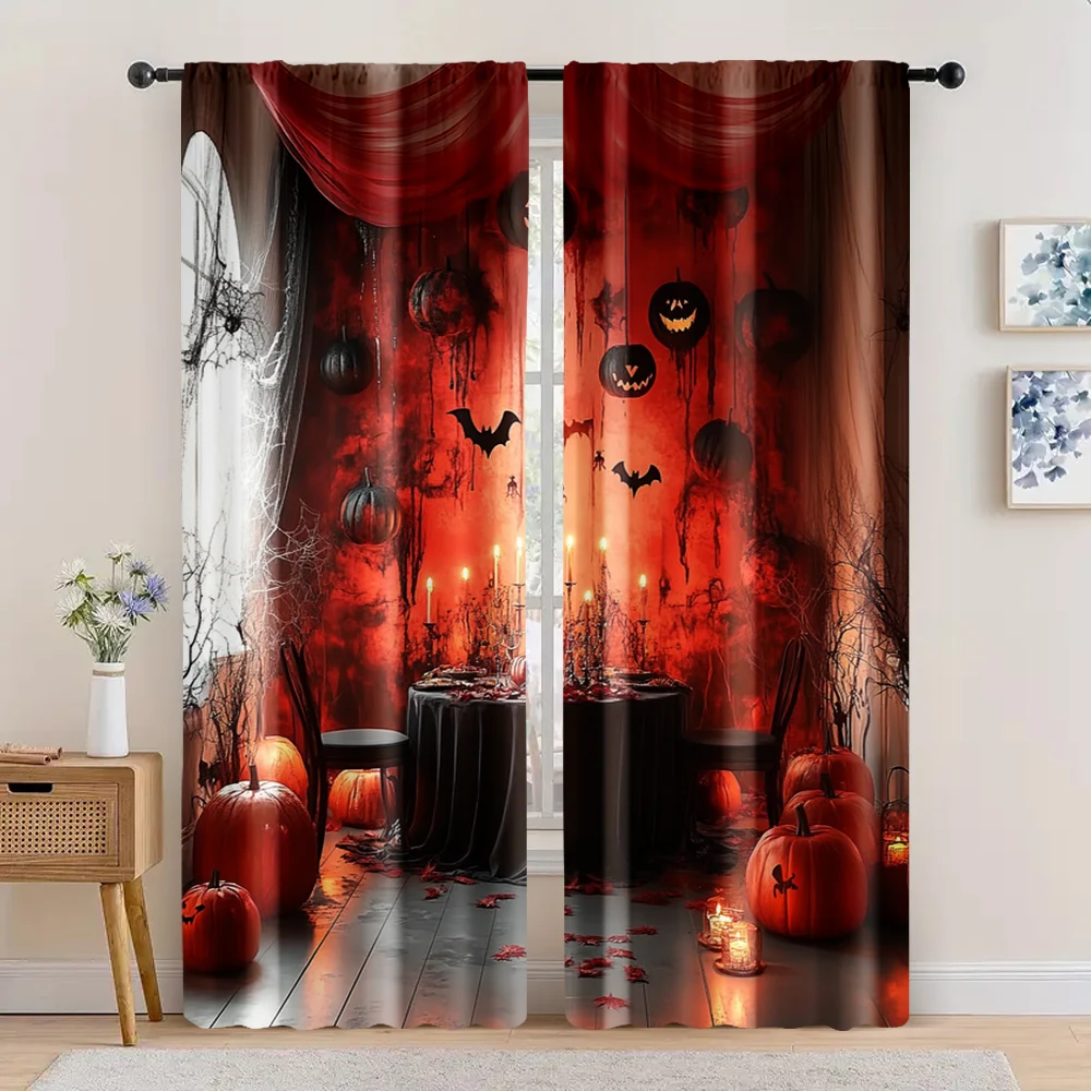 

2pc, Drapes haunted house Machine Washable Fabric,Without Electricity summer party decorations Applies to Home Daily Decor