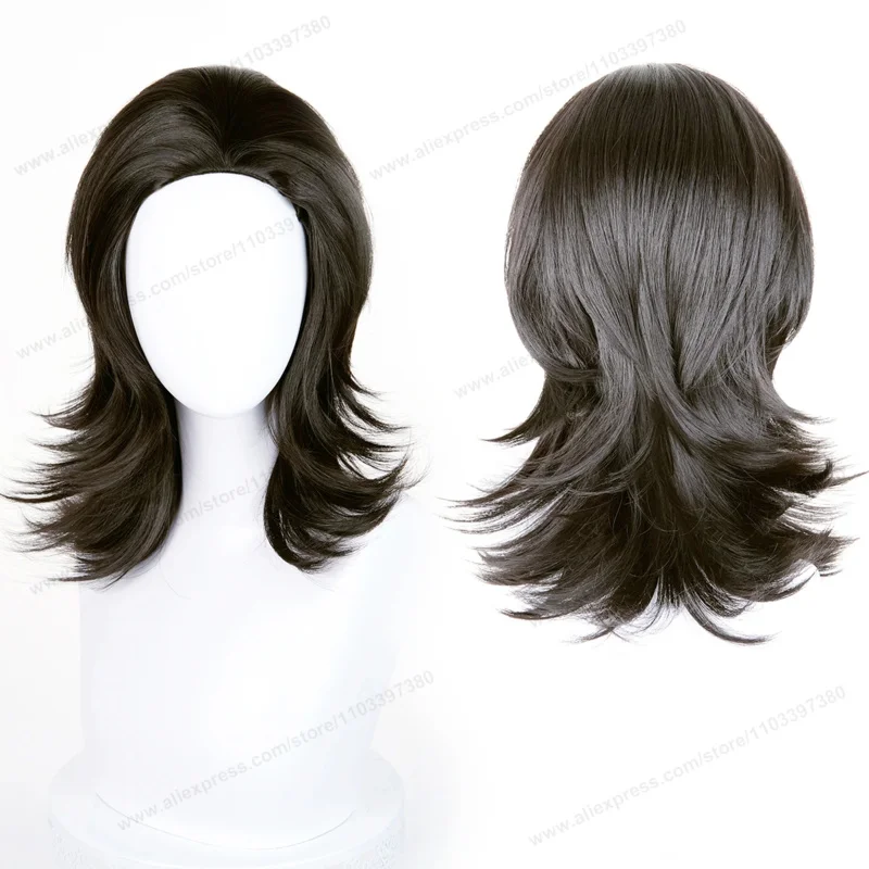 

Универсальный аниме-парик для косплея 45 см с расширенным пробором без кожи головы, черный, белый, желтый для мужчин и женщин, устойчивый к