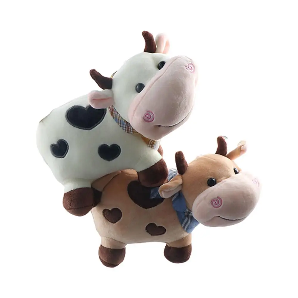 Lindo dibujo animado para niñas, animales de peluche suaves, muñeco de peluche de algodón, muñeco de peluche de toro, muñeco de peluche de vaca, juguete de peluche de ganado