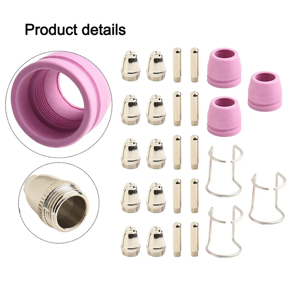 26PCS Plasma Cutter Consumables Kit For AG60 For SG55 Plasma Cutter Consumables Kit, Plasma Cutting Torch Tip Welding Tools