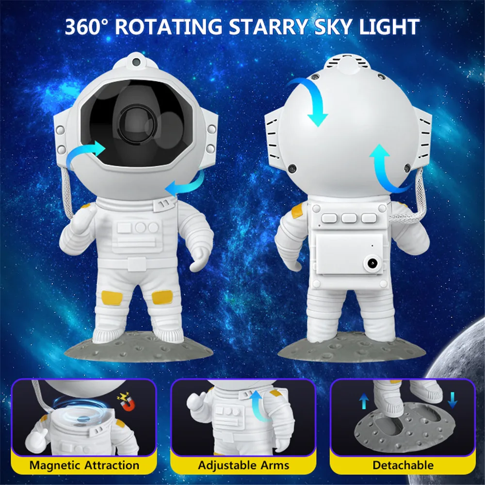 Galaxy Star Astronaut Projection Light Starry Sky Projection Light Bedroom Night Light Remote Control Rocket Nebula Projection L