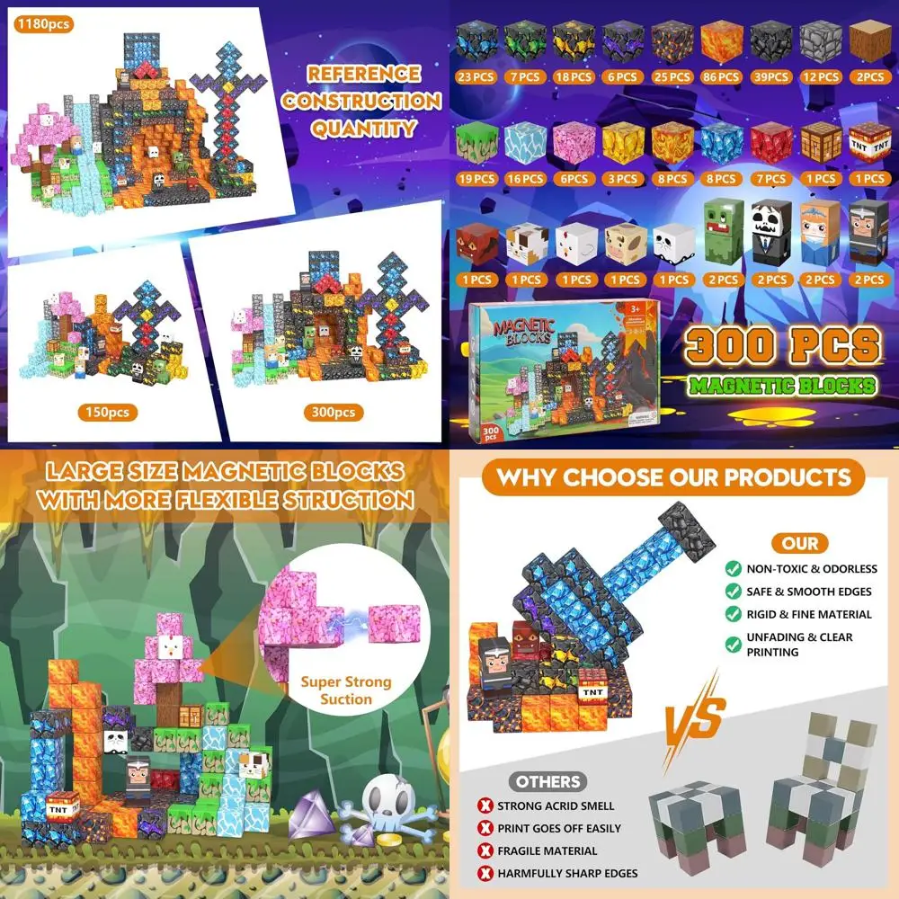 Set di blocchi magnetici: giocattolo STEM da 300 pezzi per bambini, magneti agitati, gioco sensoriale educativo per i più piccoli e idee regalo