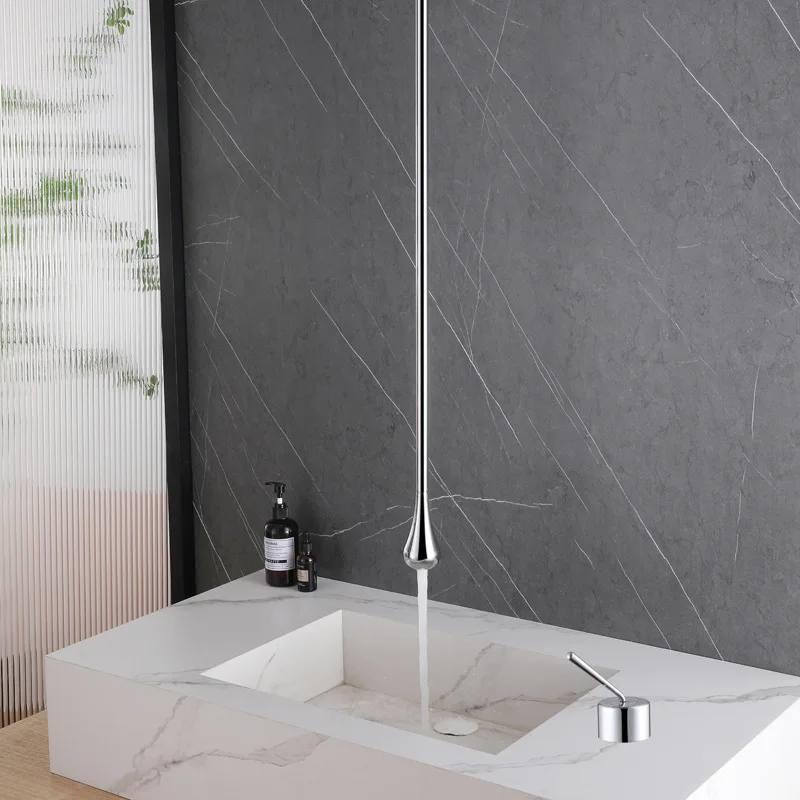 1600MM Full Copper Wall Mounted Basin Faucet Ceiling Drop Waterfall Hot Cold Chrome Hotel Modern