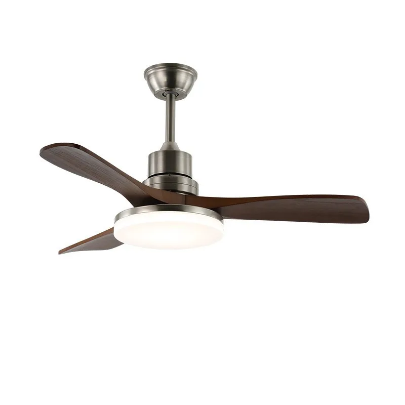 Bedroom fan pendant light, multi-block strong airflow, vintage solid wood LED ceiling fan light combo, restaurant and home casag