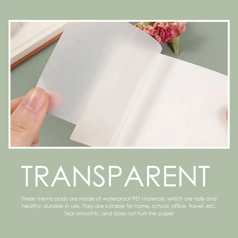 

6pcs Transparent PET Material Portable Memo Pads Self-Stick Notes for Files Books Highlighting Clear Tabs