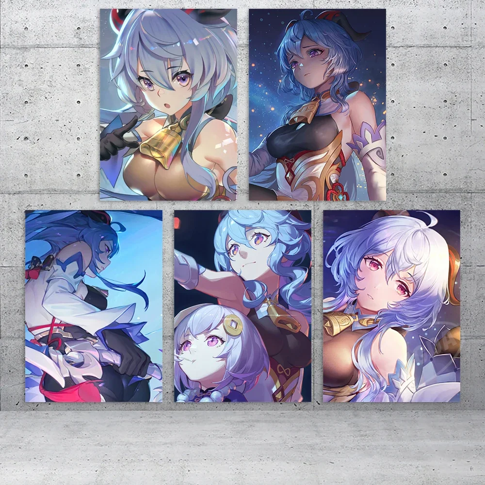 

Картина на холсте Genshin Impact Wall Art Ganyu HD Printing Qiqi, плакат, приключения, игра, домашние декоративные искусства