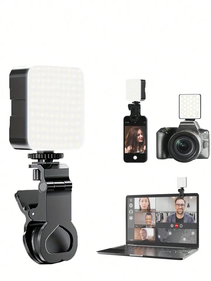 Luz de relleno portátil tipo pinza para selfie, lámpara de anillo 3