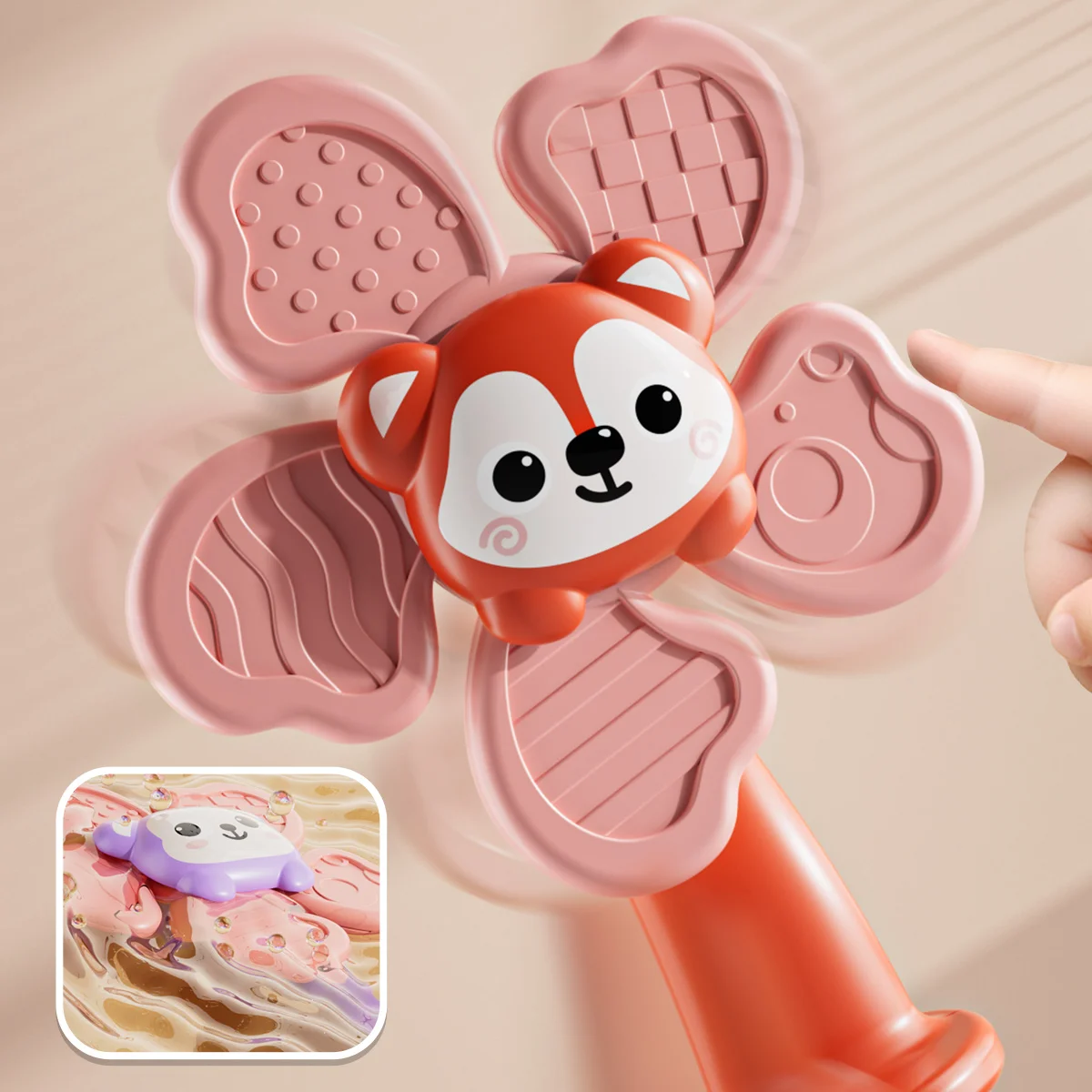 Giocattolo spinner di aspirazione Montessori per neonati Giocattolo di texture sensoriale per animali Fidget Spinner per abilità motorie fini Giocattoli per lo sviluppo precoce