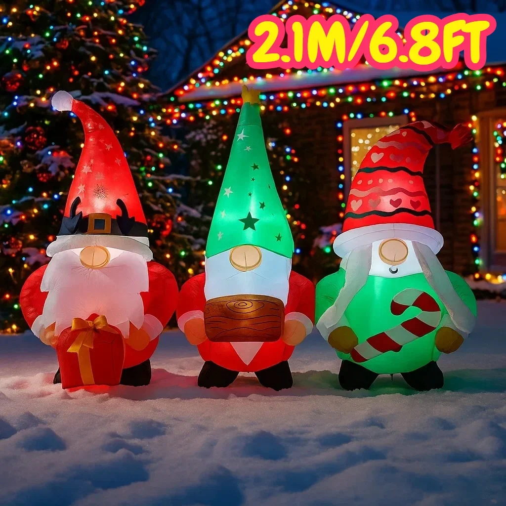 2.1 متر/6.8FT نفخ عيد الميلاد التماثيل ساحة أضواء الحديقة LED ديكورات المنزل اللعب عطلة الإضاءة ديكور في الهواء الطلق ساحة ديكور