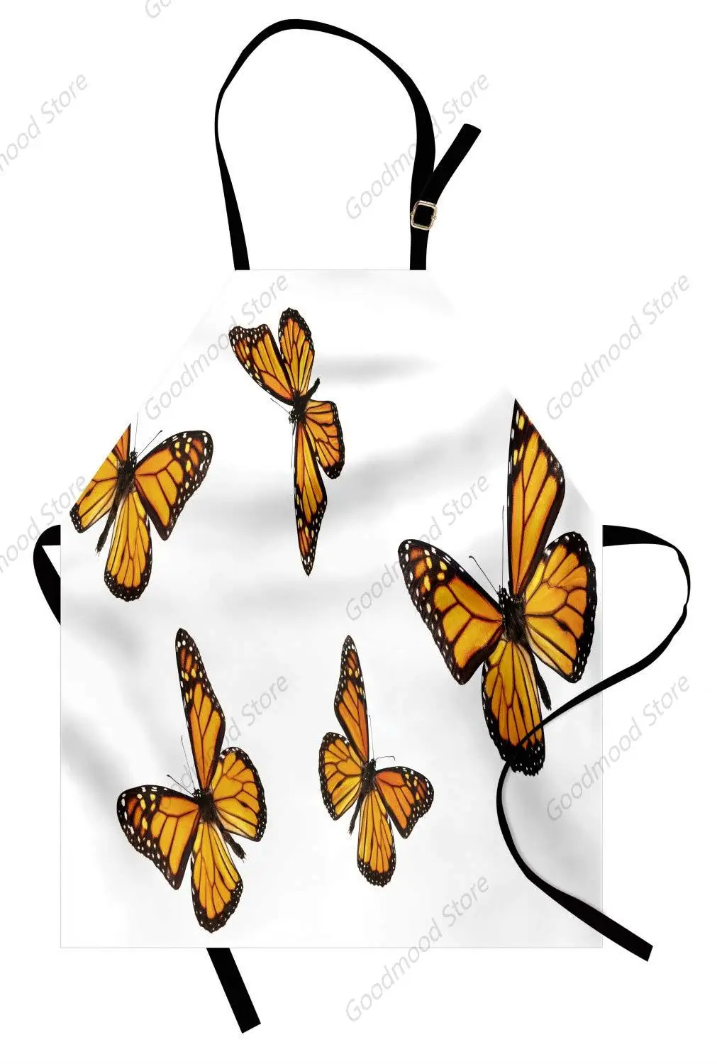 Butterfly Apron Monarch Moth Delicate Creature with Wings on Plain Unisex Kitchen Apron with Adjustable for Cooking Baking