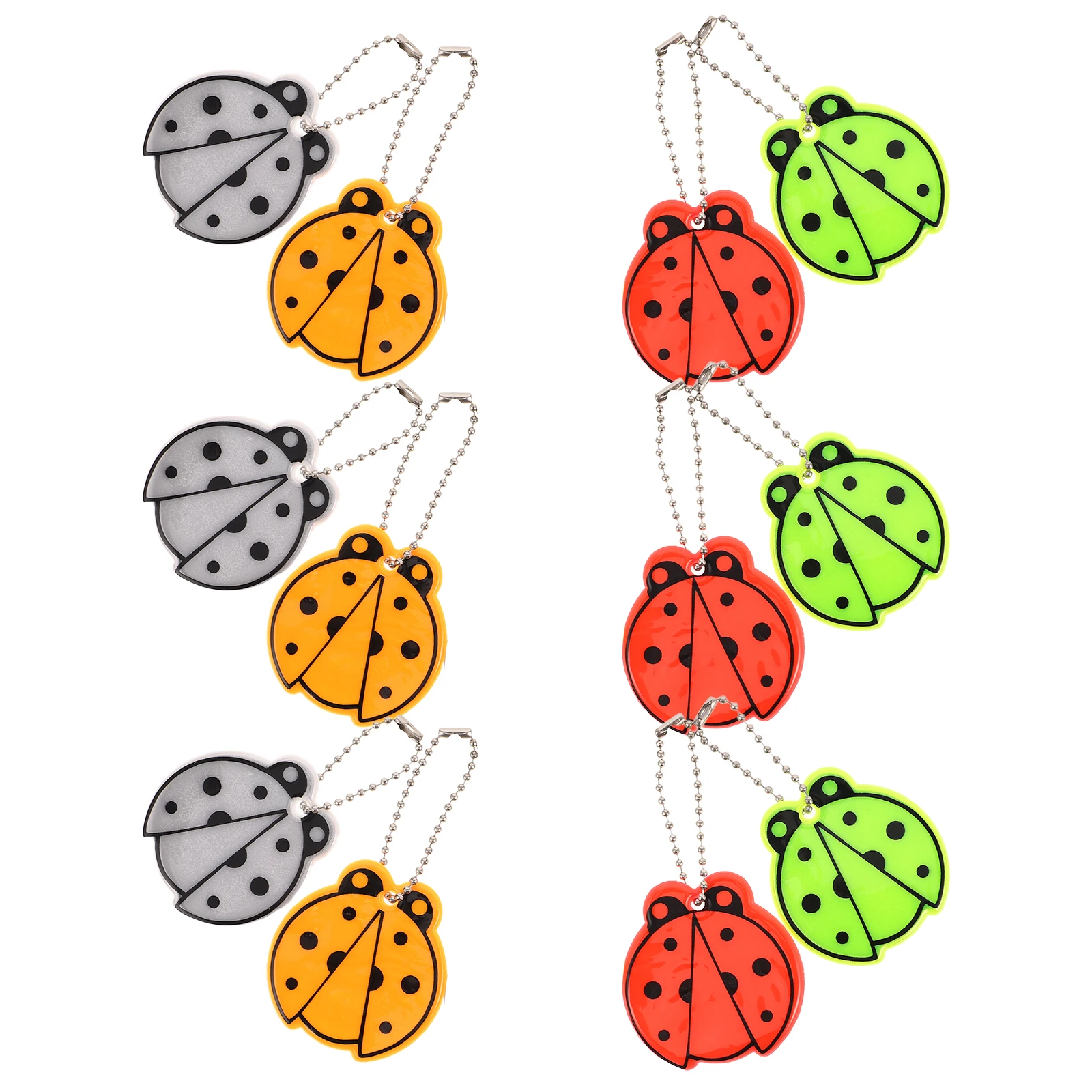 

12pcs Ladybug Pendant Reflective Backpack Decoration Hanging Keychain Charm Tags Creative Gifts Outdoor Accessories