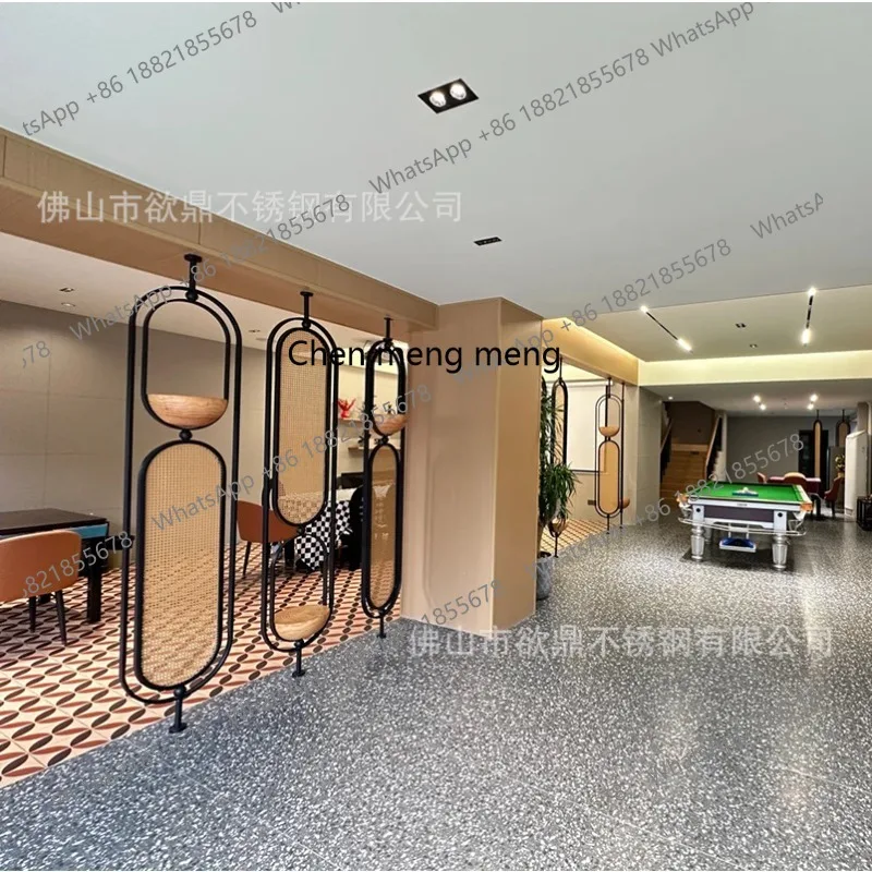 

Chinese stainless steel rattan partition villa living room office glass screen entrance modern home partition wall