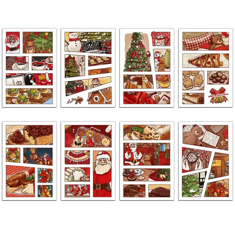 8sheets Christmas Stickers Graffiti Sticker for Decor Phone Ipad Guitar Motorcycle Stationery Stickers DIY Stickers Decals