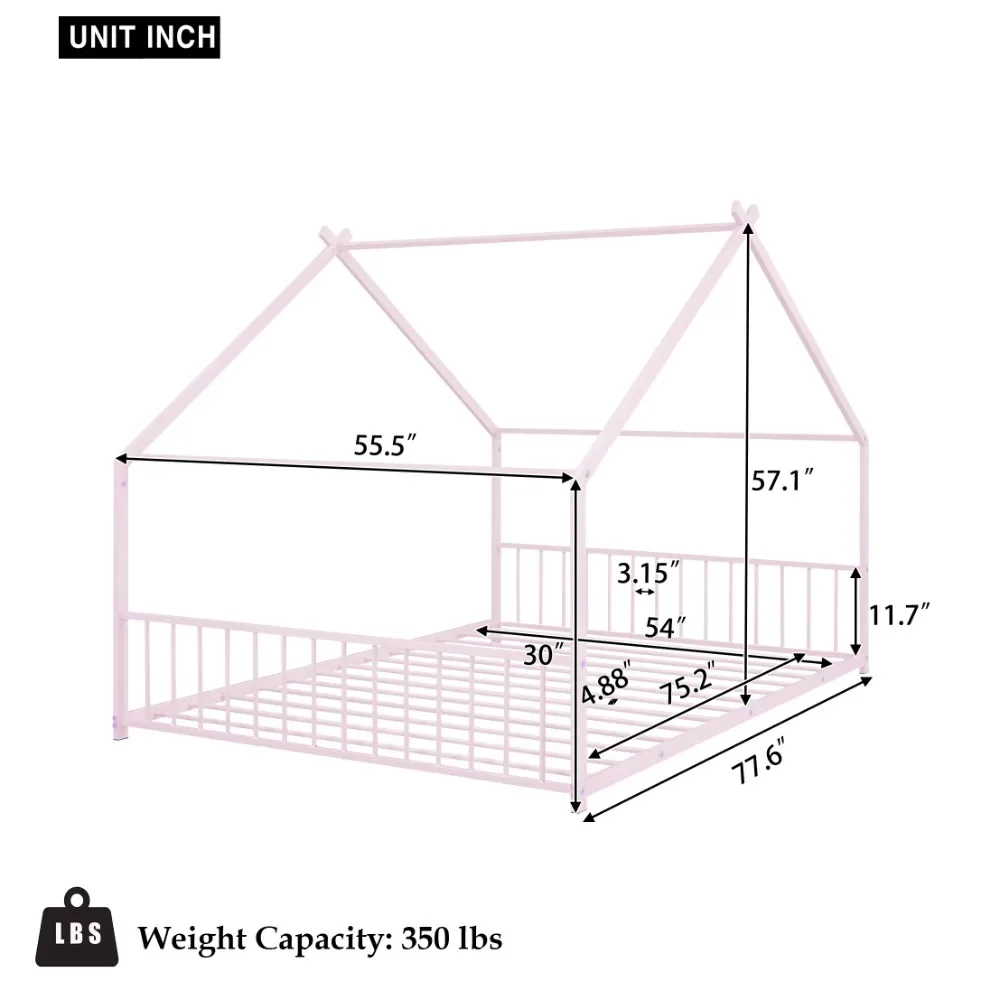 

Modern Kids Full Size Metal Novelty Beds, Sturdy and Durable Bed Frame, Beds with Headboard and Footboard