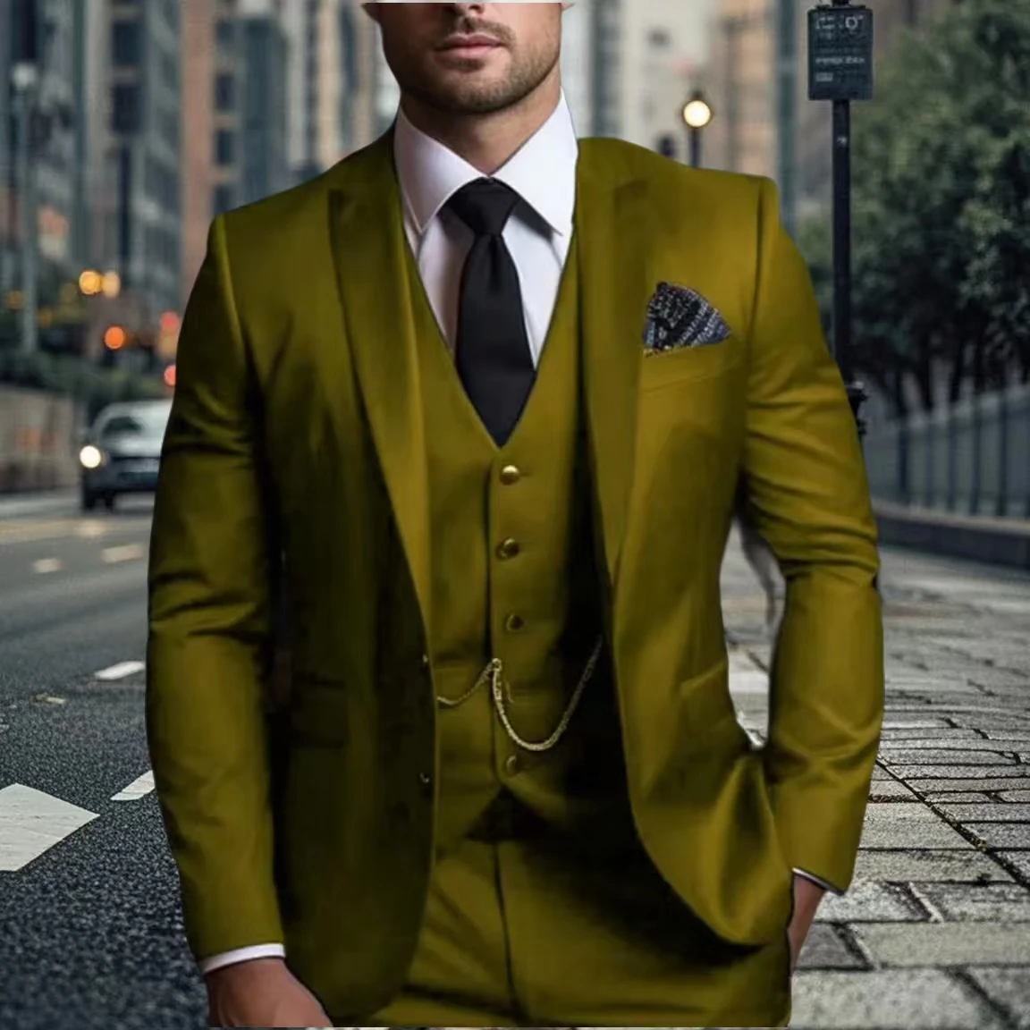 

Сплошной цвет, официальные деловые костюмы, высококачественные свадебные костюмы с острым воротником, однобортные свадебные костюмы из трех частей на заказ