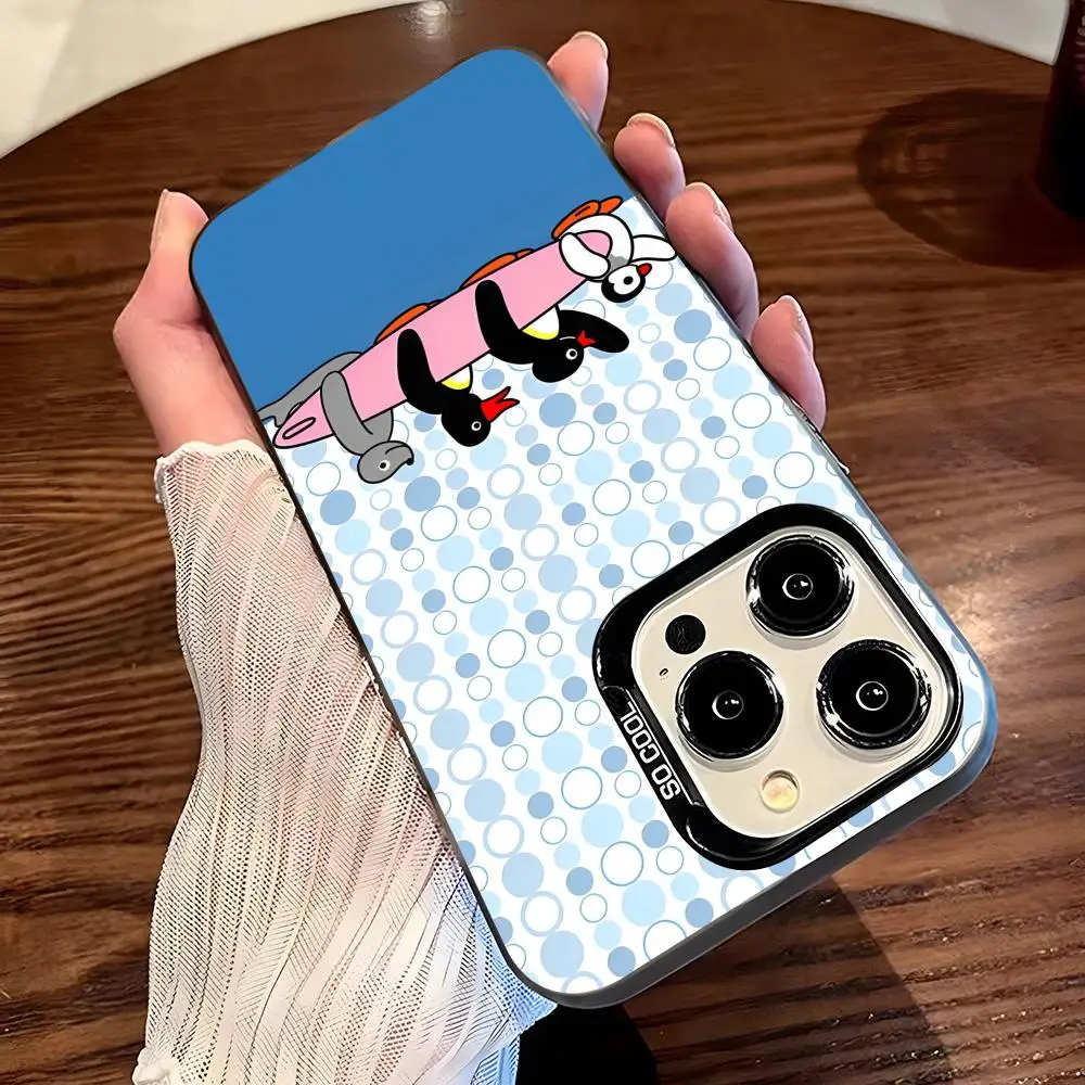 Cartoon P-Pingu Penguin Phone Case For IPhone 17 Pro Max 16 Pro Max 15 14 13 11 12 Mini Xs X Xr 7 8 Plus Se Color Silver Cover