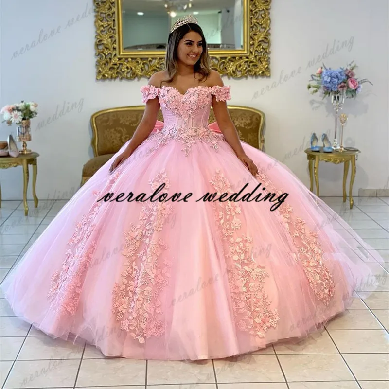 Robes de Quinceanera roses personnalisées, robe de Rh, robe bouffante à fleurs roses 3D, robe Sweet 16, fête de célébrité, quelle que soit la remise des diplômes