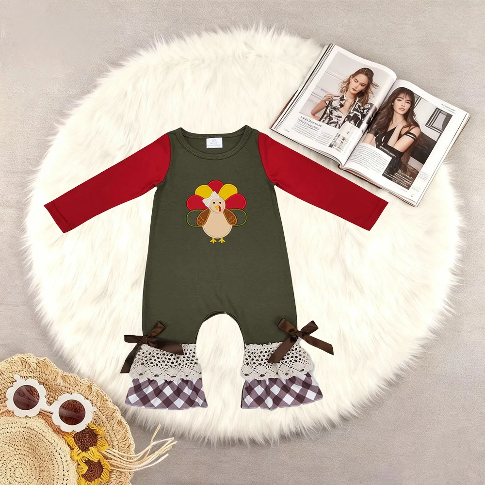 

10.14 Зимние комбинезоны для маленьких девочек, комбинезоны с длинными рукавами на День Благодарения и Турции для маленьких девочек