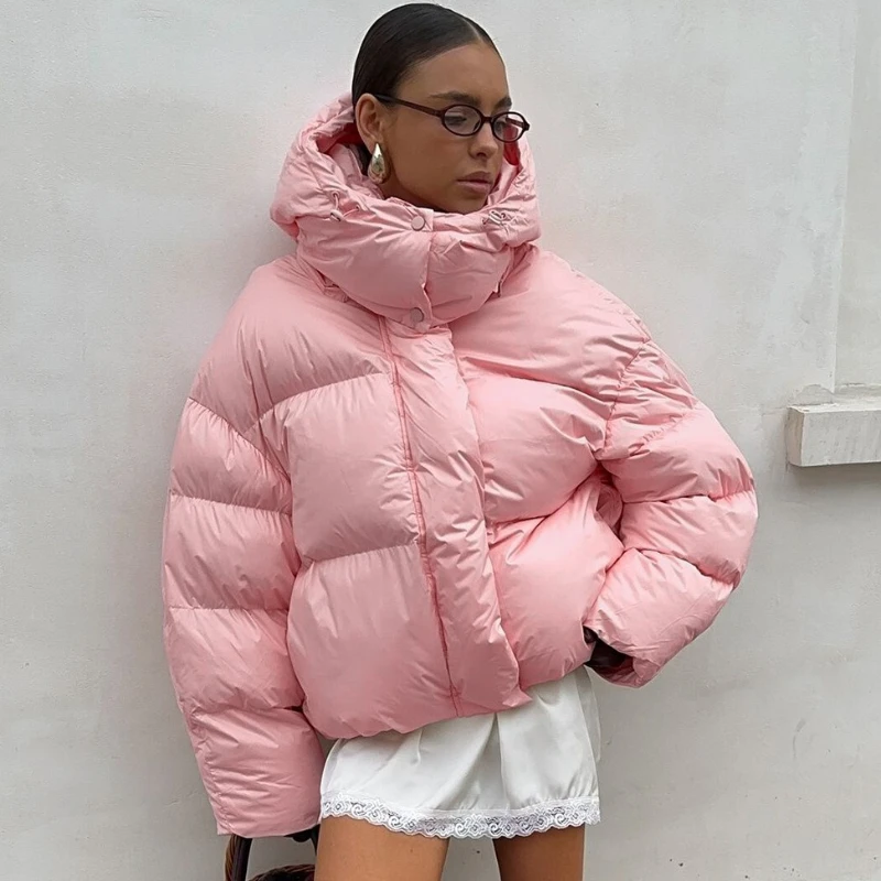 Tornova moda curto algodão acolchoado casaco feminino casual zíper fofo com capuz algodão mangas compridas casaco outono inverno outerwear