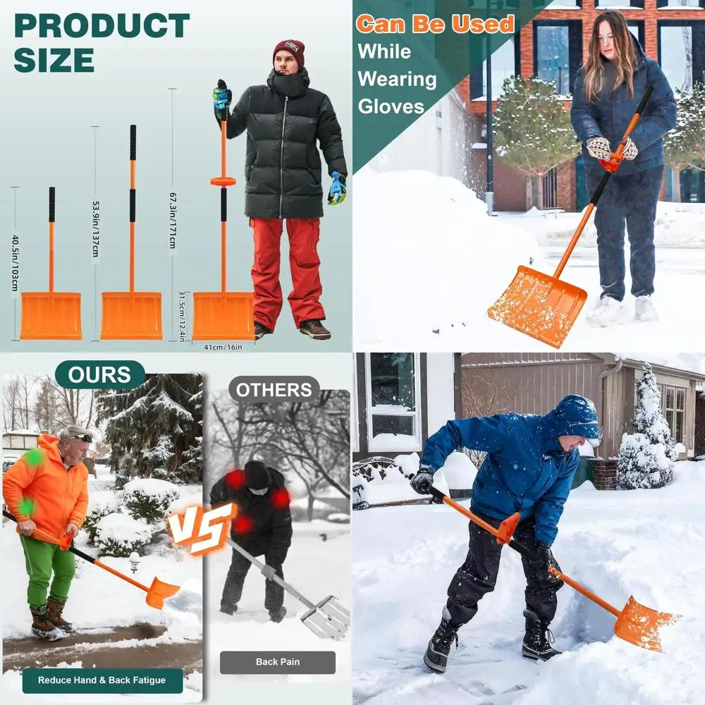 

67 Прочная лопата для снега большой емкости с эргономичной ручкой для эффективного удаления снега на открытом воздухе