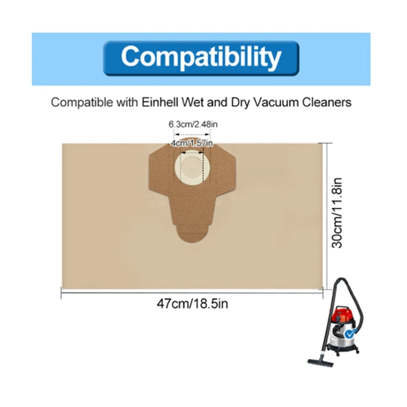 A26T-20L กระดาษฝุ่นสําหรับ Einhell BT-VC 1250 S/INOX 1250S เปียกและแห้งเครื่องดูดฝุ่นถุงขยะสูญญากาศถุงกรอง