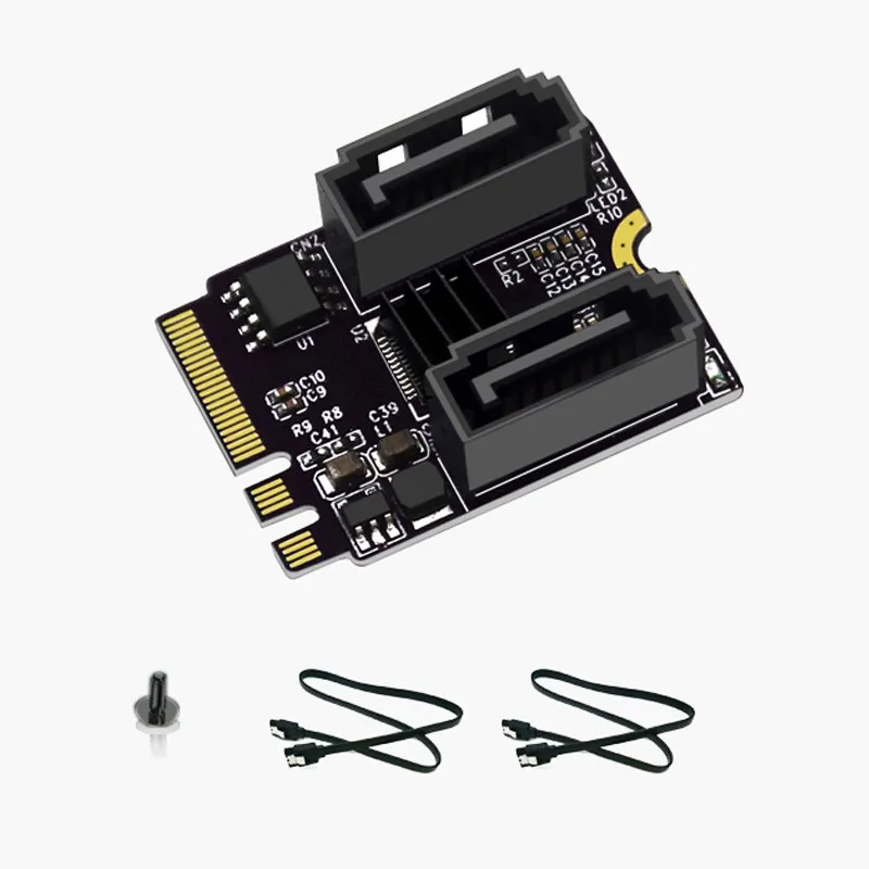 Adaptador WiFi M.2 A SATA, Llave A + E A 2 puertos, tarjeta de expansión SATA3.0, elevador SATA3, 6Gb, M2, 2230, ancho de banda PCIE3.0 para SATA SSD HDD