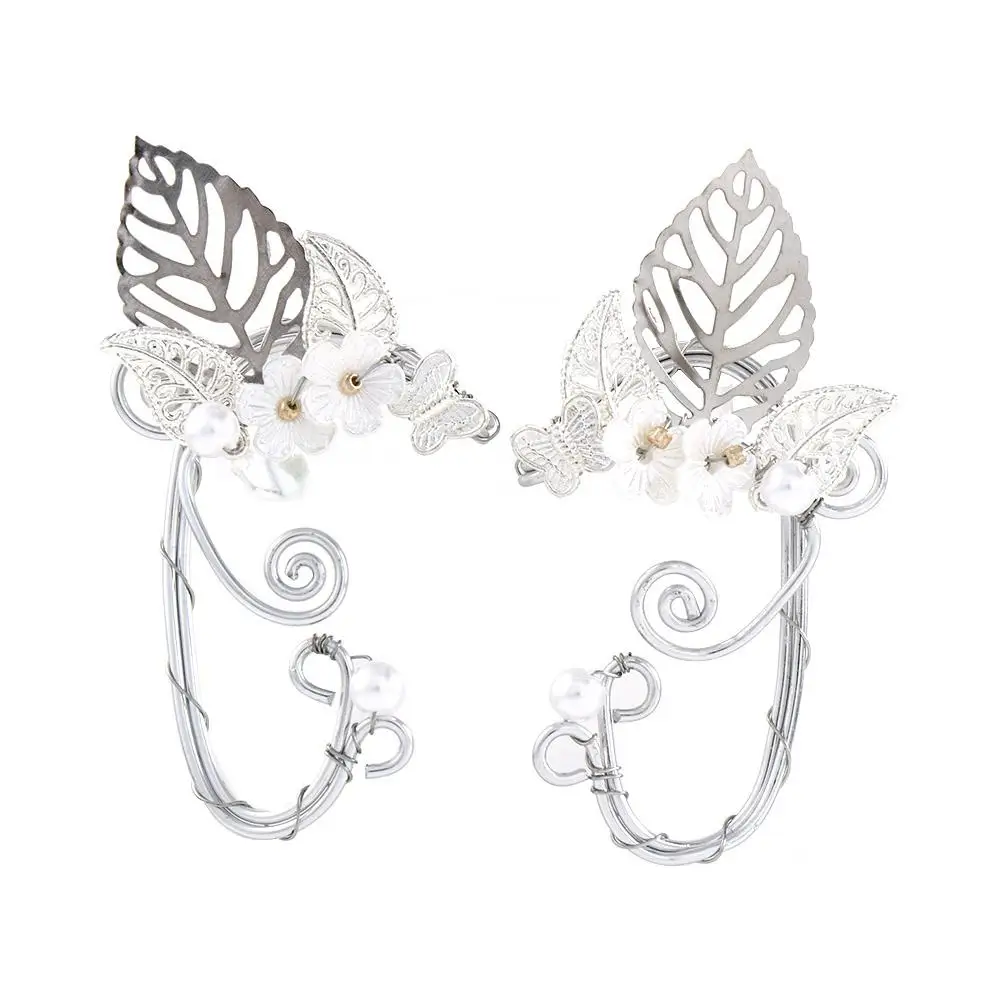 جميل عصري شيك قزم مجوهرات جوفاء غير ثقب زهرة اليسار اليمين الأذن قرط كبس الإكسسوارات أقراط الأذن الكفة