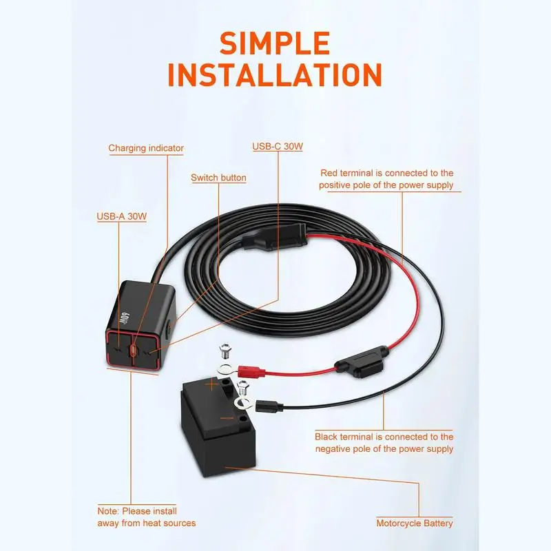 Waterproof Motorcycle USB C Charger Handlebar Phone Charger Multi-speed Adjustable Fast Charging Motorcycle Accessories - Image 5