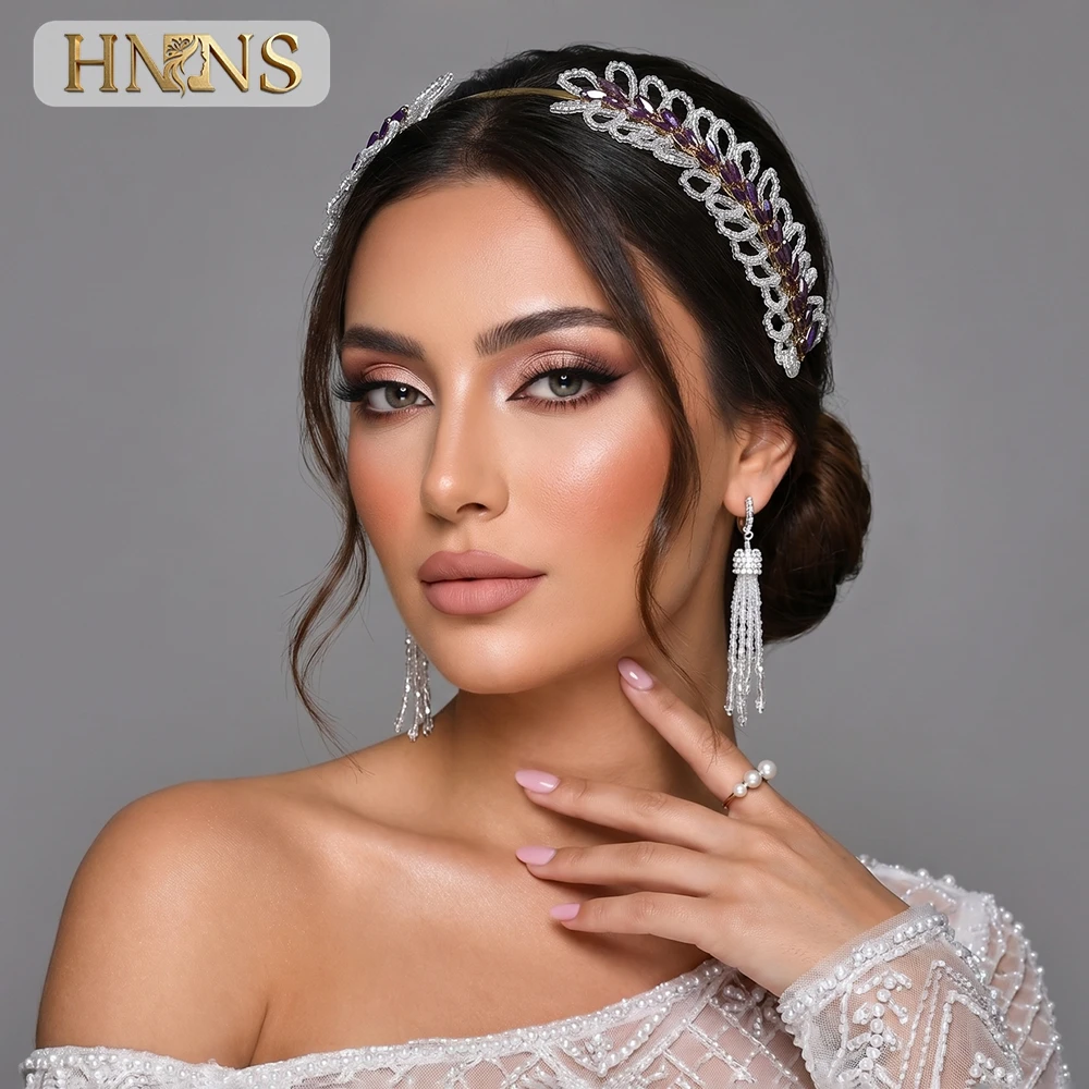 HNNNS Bridal Wedding Elegant Hairband Handmade Bead Weaving Water Diamond Ladies Fashion Banquet Hair Accessories YXA316