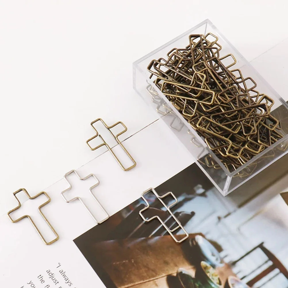 40 Pcs Bible Clips Cross Shape Bookmarks Lightweight Paper Documents Paperclips Metal File Office Stationery