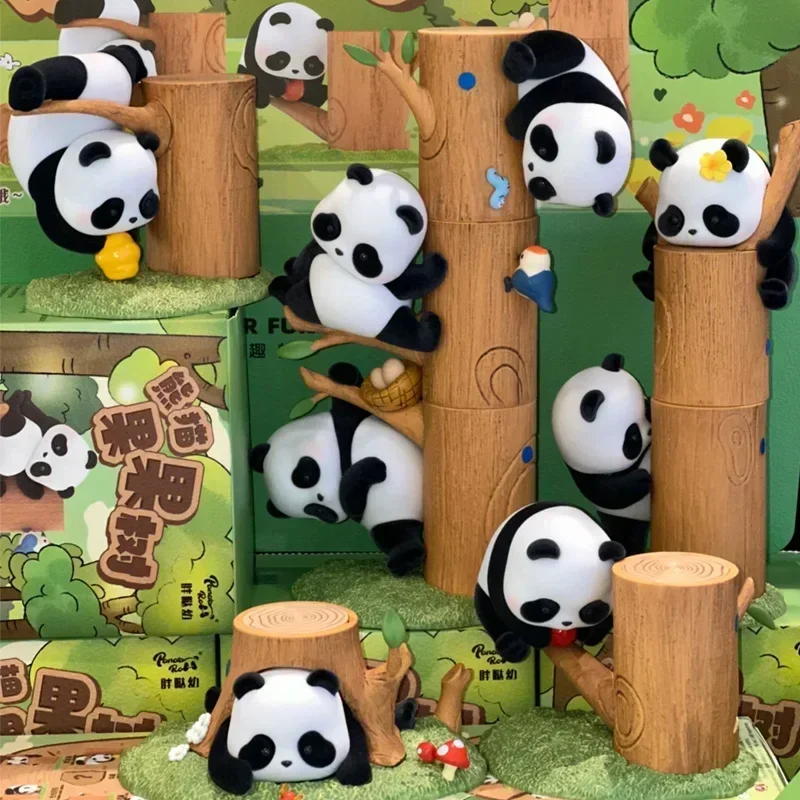 Panda Roll Fruit Tree Climbing Blind Box Cute Doll Mystery Box Chubby Panda Doll Desk Ornaments Collection Model Statuetka Zabawka Prezent