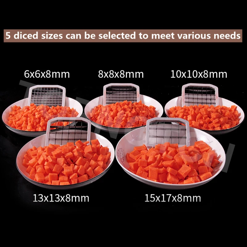 200 ワット果物野菜チョッパーダイシングカッターマシン Pleurotus Eryngii 大根玉ねぎスカッシュダイサー