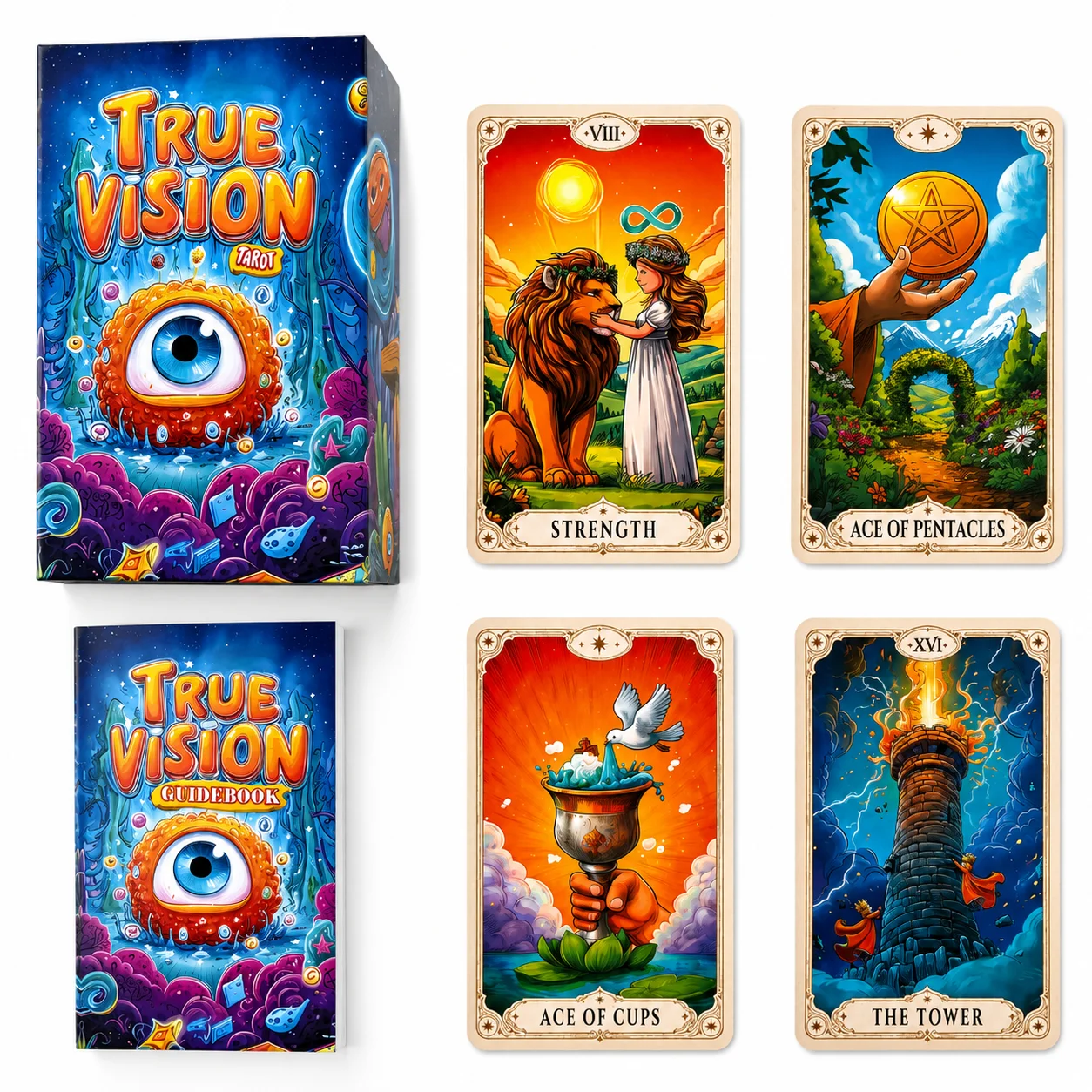 True Vision Tarot Card Deck | 78 Rider-Waite-Inspired Cards with a Guidebook for Daily Guidance, Love, Career