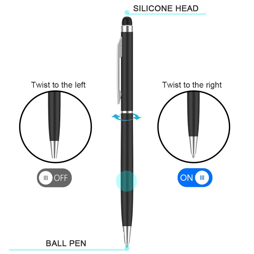 Stylet universel 2 en 1 pour dessin sur écran tactile, stylo à bille pour tablette Apple iPad