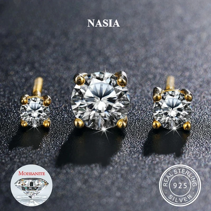 NASIA Real 0.1-1 Carat D Color Moissanite Earrings for Women 100% 925 Sterling Silver Earring Trend Wedding Jewelry 2026