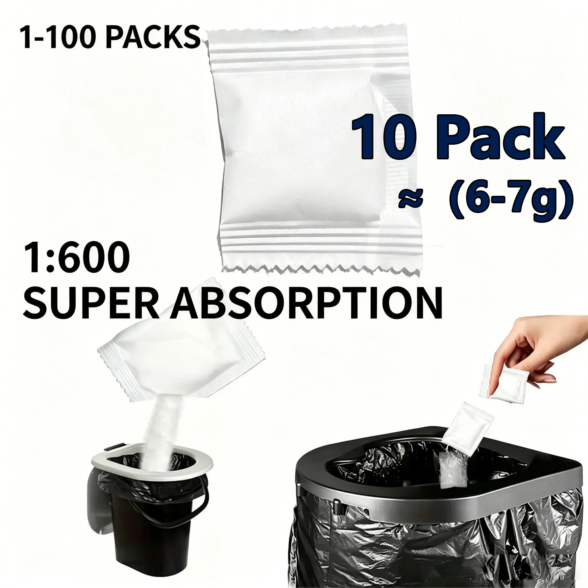 Urine Solidification Outdoor Tool for Camping, 1–100 Pack, 1:600 Absorption Ratio description 9
