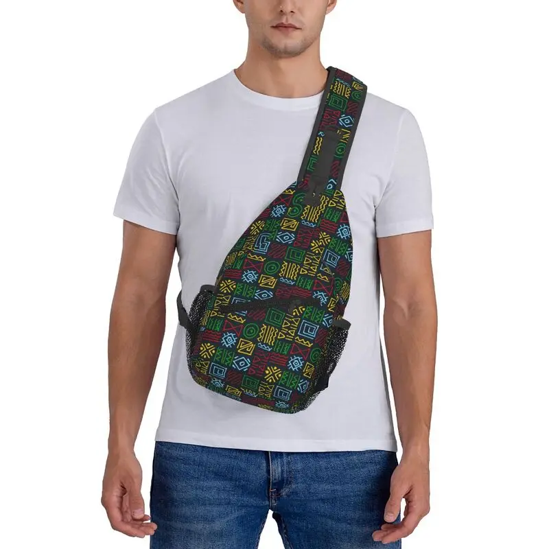 Sac de poitrine à motif africain pour hommes et femmes, sac à bandoulière oblique, carillon à la mode, initié au sport et aux loisirs