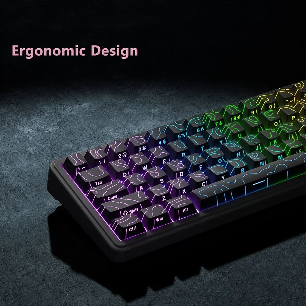 Nieuwe topografische keycaps 4.0-versie Shine Through 98-toetsen PBT Cherry Profile Side Print Backlit voor MX Gamer mechanisch toetsenbord