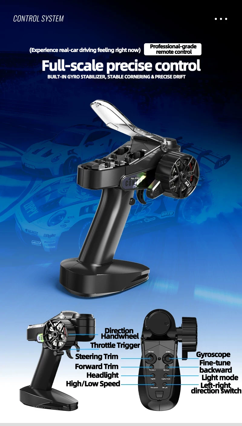 JXC PO4302 1:43 Mini High Speed 4WD RC Drift Racing Car 2.4G 20KM/H Full Proportional Throttle 8‑Color LED Light Hobby Toy Gift