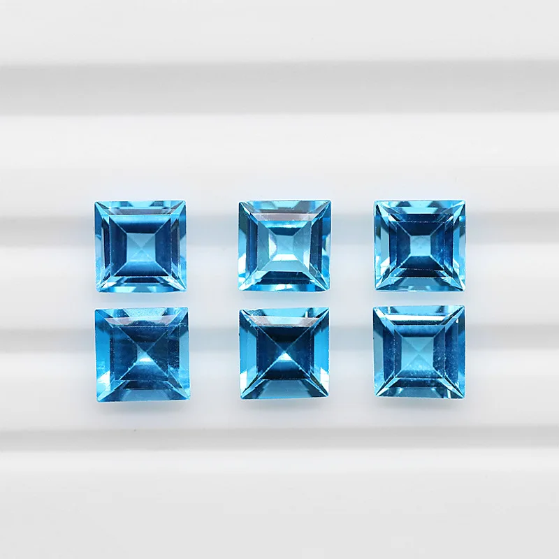 Factory Wholesale 100% Real Natural Square Shape Rectangle Sky Blue Topaz Gemstone Loose Gems Diy Material for Jewelry