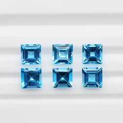Factory Wholesale 100% Real Natural Square Shape Rectangle Sky Blue Topaz Gemstone Loose Gems Diy Material for Jewelry