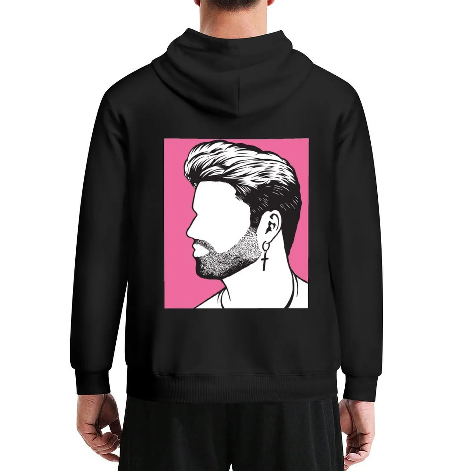 

Pink background George michael image black gift Hoodie men's sweat-shirt japanese style aesthetic clothing hoodie