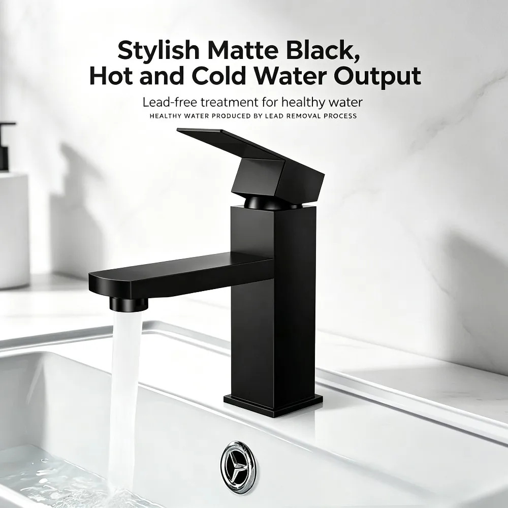 1 PC ABS High-Quality Black Bathroom Faucet, Hot and Cold Sink, Kitchen Sink, Universal Multifunctional Faucet