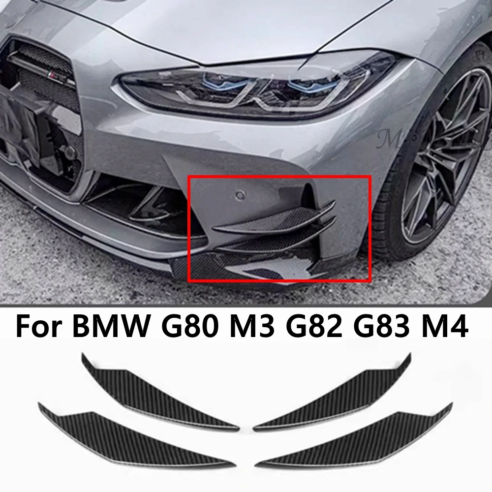 

For BMW G80 M3 G82 G83 M4 2021-2024 carbon fiber Side Air Vent Fin Spoiler Trim Intake Frame Cover Canard Lip Splitter