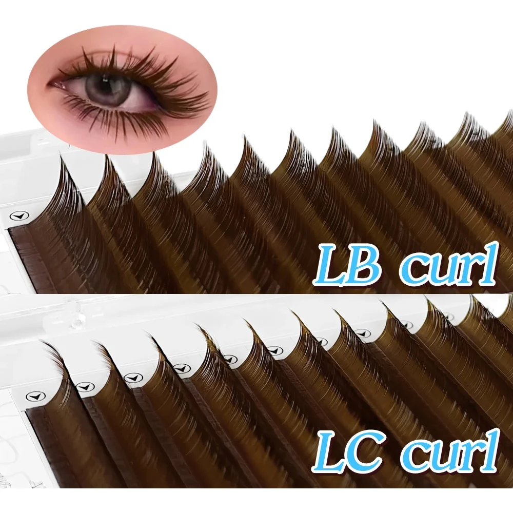 Abonnie LB Dunkelbraune Wimpern Braune Farbe Klassische Wimpernverlängerungen Foxy Eye Flauschige Einzelwimpern